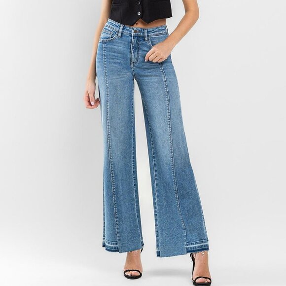 NWT Flying Monkey Super High Rise Split Seam Wide Leg Jeans - Picture 3 of 10